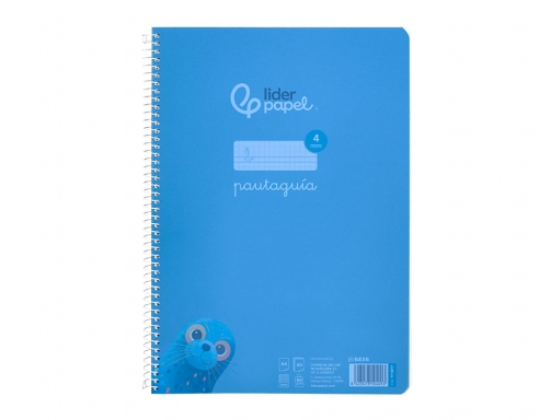 Cuaderno espiral Liderpapel Din A4 pautaguia tapa plastico80h 90gr cuadro pautado 4mm 171877, imagen 3 mini