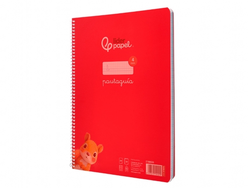 Cuaderno espiral Liderpapel Din A4 pautaguia tapa plastico80h 90gr cuadro pautado 4mm 171878, imagen 5 mini