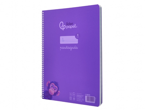 Cuaderno espiral Liderpapel Din A4 pautaguia tapa plastico80h 90gr cuadro pautado 4mm 171880, imagen 5 mini