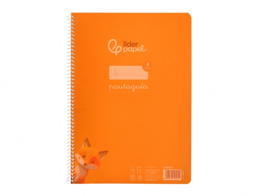 Cuaderno espiral Liderpapel Din A4 pautaguia tapa plastico80h 90gr cuadro pautado 4mm 171881, imagen 3 mini