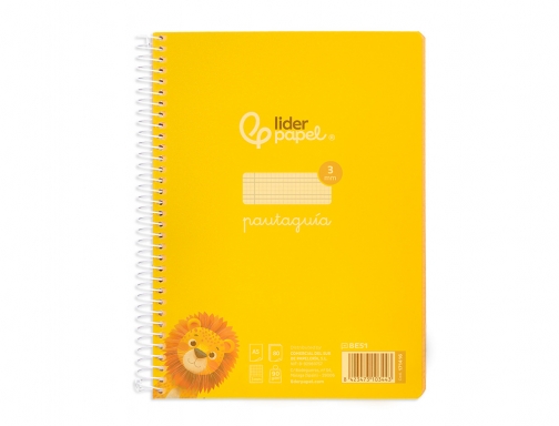 Cuaderno espiral Liderpapel Din A5 pautaguia tapa plastico 80h 90gr cuadro pautado 171416, imagen 3 mini