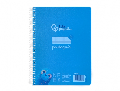 Cuaderno espiral Liderpapel Din A5 pautaguia tapa plastico 80h 90gr cuadro pautado 171417, imagen 3 mini