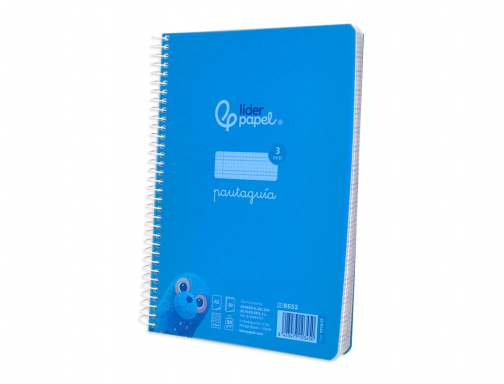 Cuaderno espiral Liderpapel Din A5 pautaguia tapa plastico 80h 90gr cuadro pautado 171417, imagen 5 mini