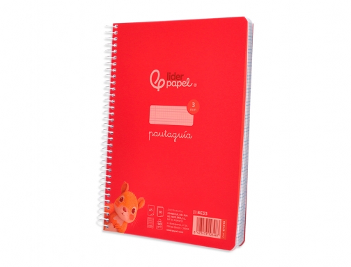 Cuaderno espiral Liderpapel Din A5 pautaguia tapa plastico 80h 90gr cuadro pautado 171418, imagen 5 mini