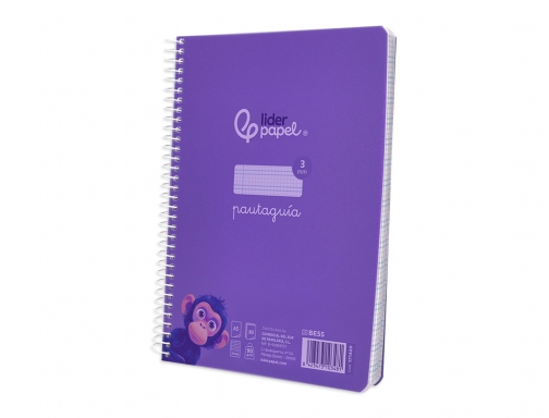 Cuaderno espiral Liderpapel Din A5 pautaguia tapa plastico 80h 90gr cuadro pautado 171420, imagen 5 mini