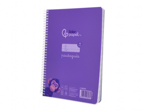 Cuaderno espiral Liderpapel Din A5 pautaguia tapa plastico 80h 90gr cuadro pautado 171425, imagen 5 mini