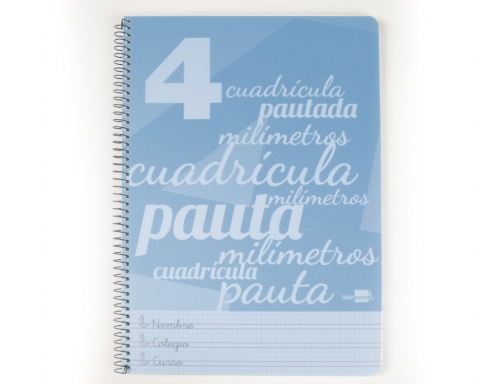 Cuaderno espiral Liderpapel folio pautaguia tapa plastico 80h 75gr cuadro pautado 4mm 06553, imagen 2 mini