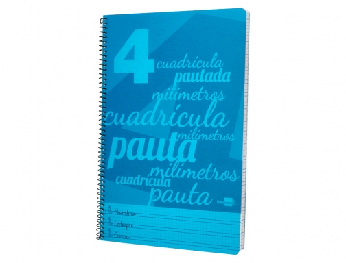 Cuaderno espiral Liderpapel folio pautaguia tapa plastico 80h 75gr cuadro pautado 4mm 06553, imagen 5 mini