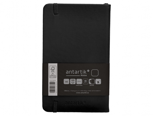 Cuaderno con gomilla Antartik notes tapa dura A6 hojas lisas negro 100 TW09, imagen 4 mini