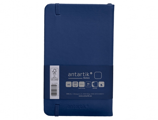 Cuaderno con gomilla Antartik notes tapa dura A6 hojas lisas azul marino TW21, imagen 4 mini