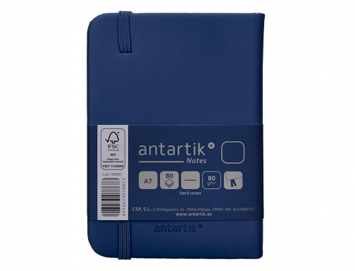 Cuaderno con gomilla Antartik notes tapa dura A7 hojas lisas azul marino TW24, imagen 4 mini