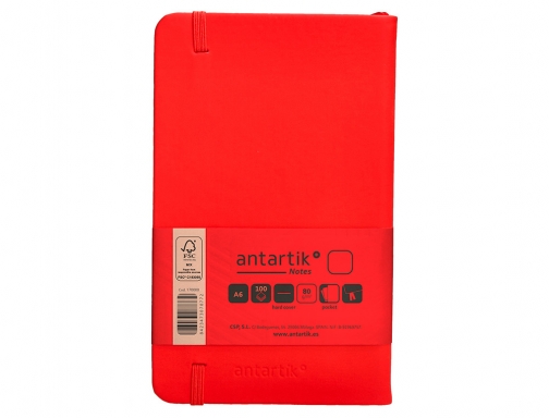 Cuaderno con gomilla Antartik notes tapa dura A6 hojas lisas rojo 100 TW33, imagen 4 mini