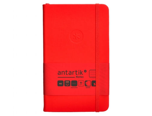 Cuaderno con gomilla Antartik notes tapa dura A6 hojas rayas rojo 100 TW34, imagen 3 mini