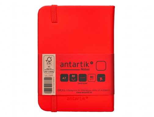 Cuaderno con gomilla Antartik notes tapa dura A7 hojas lisas rojo 80 TW36, imagen 4 mini