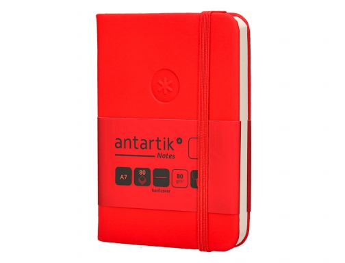 Cuaderno con gomilla Antartik notes tapa dura A7 hojas lisas rojo 80 TW36, imagen 5 mini