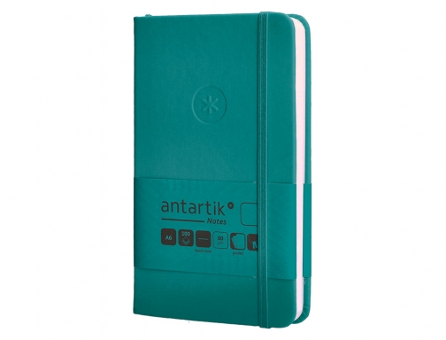 Cuaderno con gomilla Antartik notes tapa dura A6 hojas lisas verde aguamarina TW45, imagen 5 mini