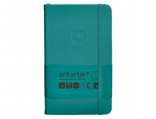 Cuaderno con gomilla Antartik notes tapa dura A6 hojas rayas verde aguamarina TW46, imagen 3 mini