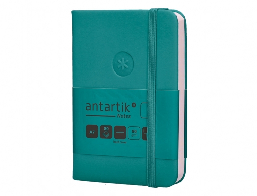 Cuaderno con gomilla Antartik notes tapa dura A7 hojas lisas verde aguamarina TW48, imagen 5 mini