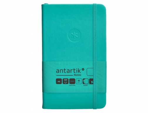 Cuaderno con gomilla Antartik notes tapa dura A6 hojas lisas turquesa 100 TW69, imagen 3 mini