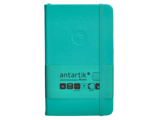 Cuaderno con gomilla Antartik notes tapa dura A6 hojas rayas turquesa 100 TW70, imagen 3 mini