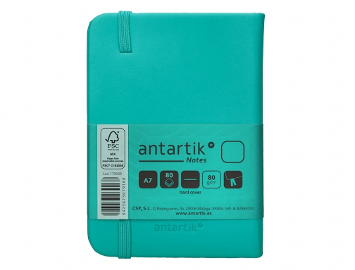 Cuaderno con gomilla Antartik notes tapa dura A7 hojas lisas turquesa 80 TW72, imagen 4 mini