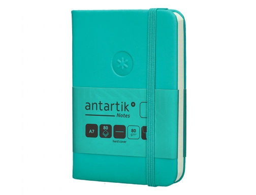 Cuaderno con gomilla Antartik notes tapa dura A7 hojas lisas turquesa 80 TW72, imagen 5 mini