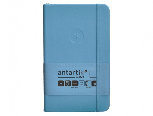 Cuaderno con gomilla Antartik notes tapa dura A6 hojas lisas azul claro TW81, imagen 3 mini