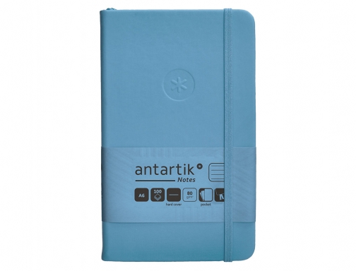 Cuaderno con gomilla Antartik notes tapa dura A6 hojas rayas azul claro TW82, imagen 3 mini