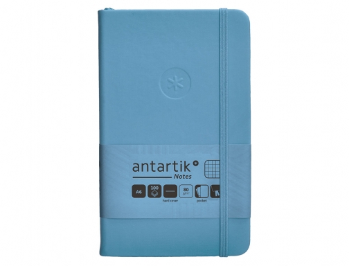 Cuaderno con gomilla Antartik notes tapa dura A6 hojas cuadricula azul claro TW83, imagen 3 mini