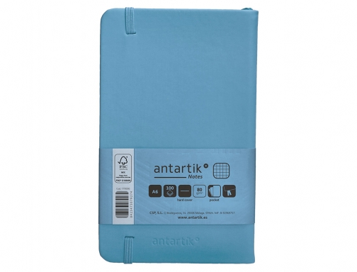 Cuaderno con gomilla Antartik notes tapa dura A6 hojas cuadricula azul claro TW83, imagen 4 mini