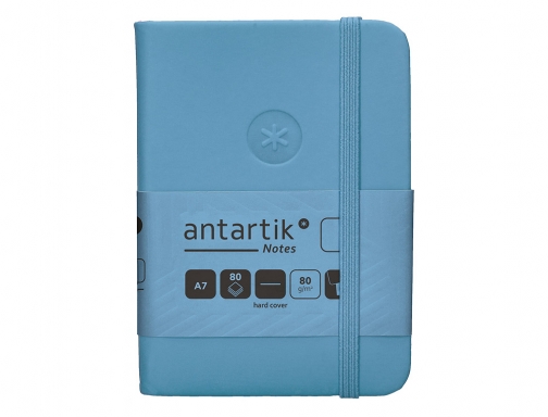 Cuaderno con gomilla Antartik notes tapa dura A7 hojas lisas azul claro TW84, imagen 3 mini