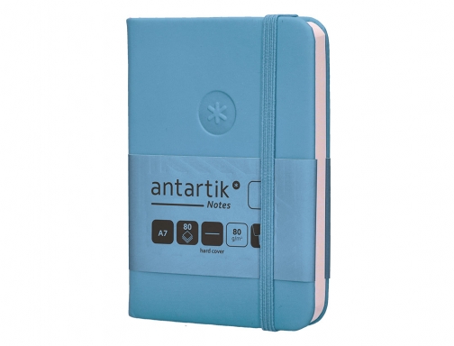 Cuaderno con gomilla Antartik notes tapa dura A7 hojas lisas azul claro TW84, imagen 5 mini