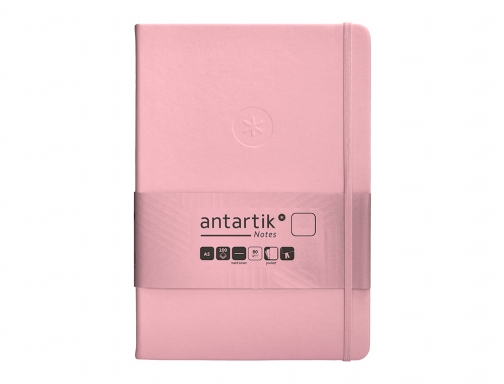 Cuaderno con gomilla Antartik notes tapa dura A5 hojas lisas rosa pastel TW89, imagen 3 mini