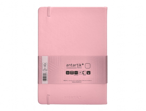 Cuaderno con gomilla Antartik notes tapa dura A5 hojas lisas rosa pastel TW89, imagen 4 mini