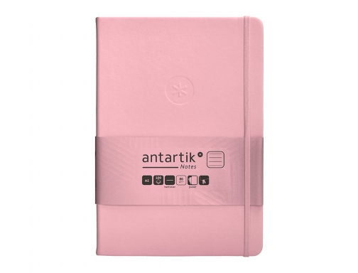 Cuaderno con gomilla Antartik notes tapa dura A5 hojas rayas rosa pastel TW91, imagen 3 mini