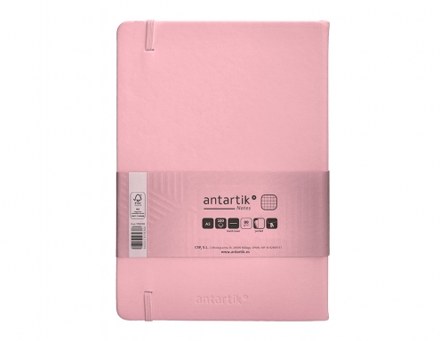 Cuaderno con gomilla Antartik notes tapa dura A5 hojas cuadricula rosa pastel TW92, imagen 4 mini