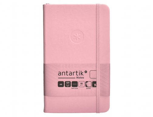 Cuaderno con gomilla Antartik notes tapa dura A6 hojas lisas rosa pastel TW93, imagen 3 mini