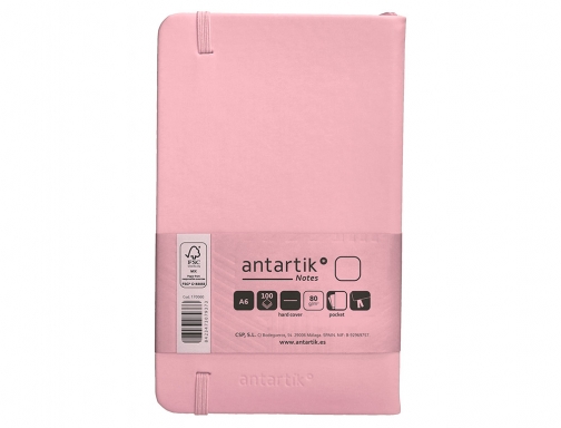 Cuaderno con gomilla Antartik notes tapa dura A6 hojas lisas rosa pastel TW93, imagen 4 mini