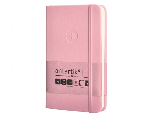 Cuaderno con gomilla Antartik notes tapa dura A6 hojas lisas rosa pastel TW93, imagen 5 mini