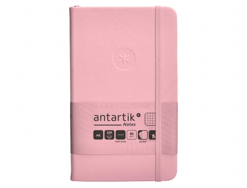 Cuaderno con gomilla Antartik notes tapa dura A6 hojas cuadricula rosa pastel TW95, imagen 3 mini