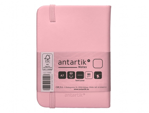 Cuaderno con gomilla Antartik notes tapa dura A7 hojas lisas rosa pastel TW96, imagen 4 mini