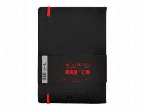 Cuaderno con gomilla Antartik notes tapa dura A5 hojas cuadricula negro y TX05, imagen 4 mini