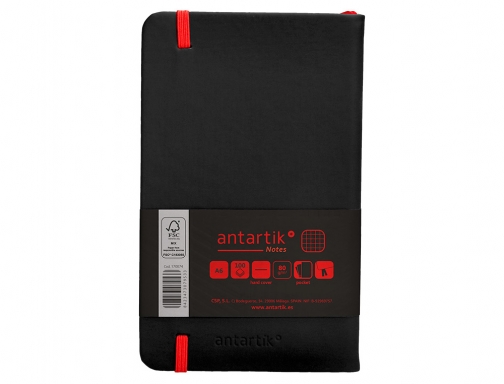 Cuaderno con gomilla Antartik notes tapa dura A6 hojas cuadricula negro y TX08, imagen 4 mini