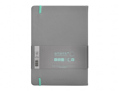 Cuaderno con gomilla Antartik notes tapa dura A5 hojas lisas gris y TX14, imagen 4 mini