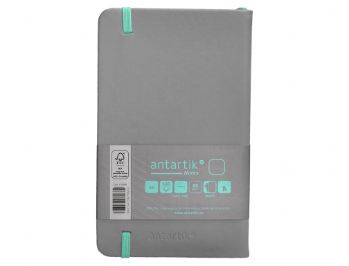 Cuaderno con gomilla Antartik notes tapa dura A6 hojas lisas gris y TX18, imagen 4 mini