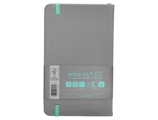 Cuaderno con gomilla Antartik notes tapa dura A6 hojas cuadricula gris y TX20, imagen 4 mini