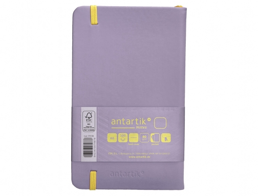 Cuaderno con gomilla Antartik notes tapa dura A6 hojas lisas morado y TX42, imagen 4 mini