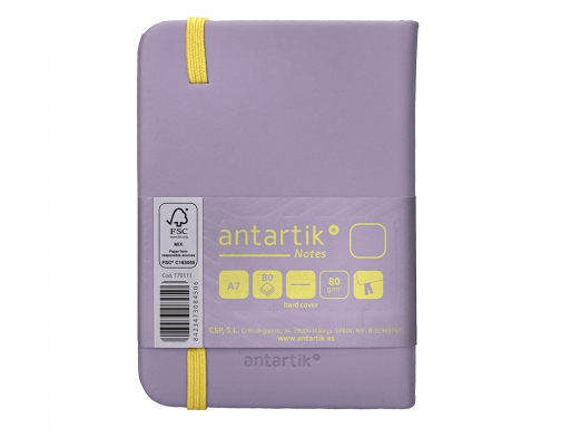 Cuaderno con gomilla Antartik notes tapa dura A7 hojas lisas morado y TX45, imagen 4 mini