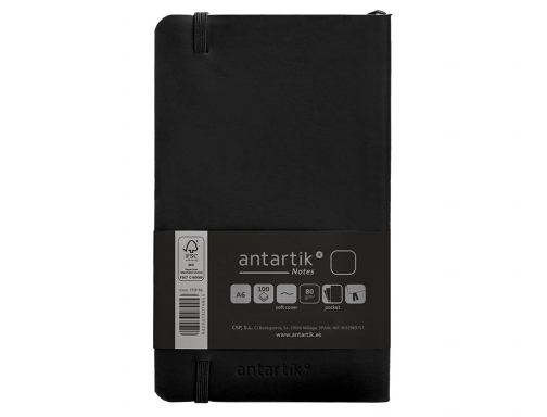 Cuaderno con gomilla Antartik notes tapa blanda A6 hojas lisas negro 100 TX50, imagen 4 mini