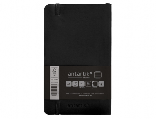 Cuaderno con gomilla Antartik notes tapa blanda A6 rayas negro 100 hojas TX51, imagen 4 mini